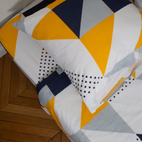 Drap-housse en coton TRIGONE - Bleu - 3S. x Collection (Nos Imprimés) - Modalova