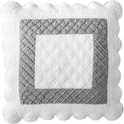 Housse de coussin boutis bicolore - Blanc - Becquet - Modalova