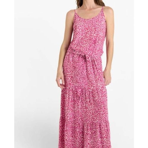 Robe longue droite LISAKA rose Sue - Le Temps des Cerises - Modalova