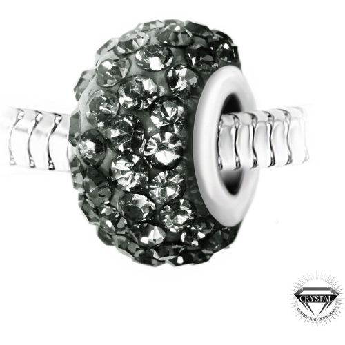 Charm perle pavé de cristaux gris et acier par SC Crystal - So Charm Bijoux - Modalova