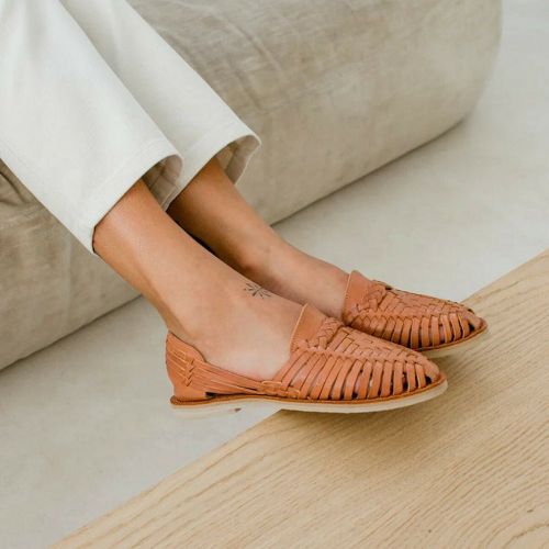 Sandale tressee - ALEGRE en cuir - Mapache - Modalova