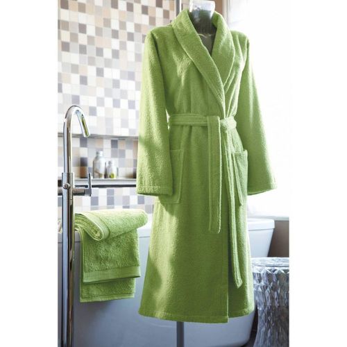 Peignoir de bain col châle coton 420 grm² unisexe - Vert - Blanc des Vosges - Modalova