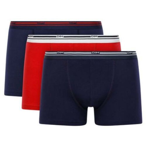 Pack de 3 boxers - ceinture siglée Rouge / Bleu en coton - Dim Homme - Modalova