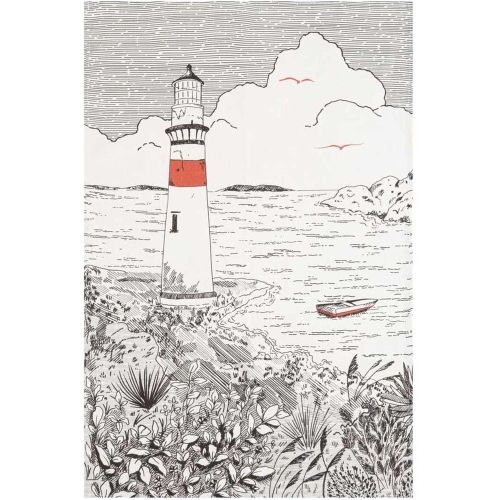 Torchon imprimé en métis, Phare, 50x75cm - Coucke - Modalova