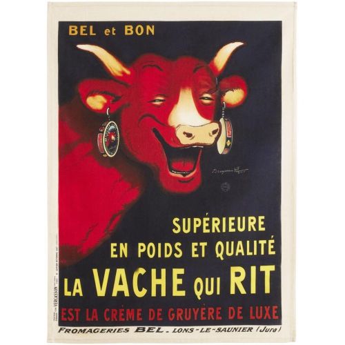 Torchon imprimé en coton, BEL ET VACHE QUI RIT 50 x 75 cm - Coucke - Modalova