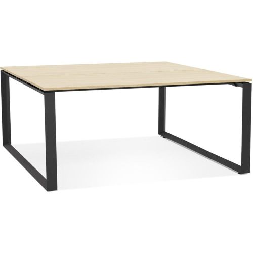 Table de réunion ou bureau bench 'BAKUS SQUARE' en bois finition naturelle et métal noir - ALTEREGO - Modalova
