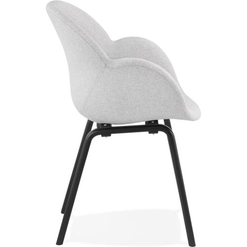 Chaise design avec accoudoirs 'SAMY' en tissu clair et pieds en bois noir - ALTEREGO - Modalova