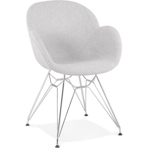 Chaise moderne 'ORIGAMI' en tissu clair avec pieds en métal chromé - ALTEREGO - Modalova