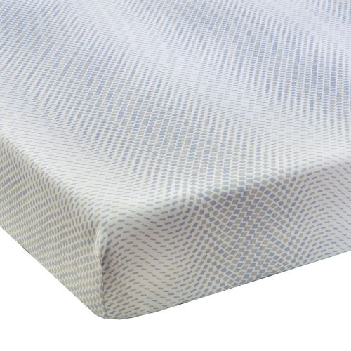 Drap housse en satin de coton GRAVITY céleste Coordonné -Bonnets de 30cm - Blanc des Vosges - Modalova