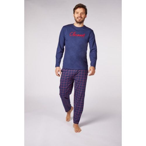 Ensemble Pyjama Manches Longues en Coton Bleu / Bleu à Carreaux - Dodo Homewear - Modalova