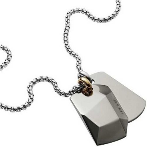 Collier et pendentif DX1143040 - Collier et pendentif Acier Chromé 2 Plaques - Diesel Bijoux - Modalova
