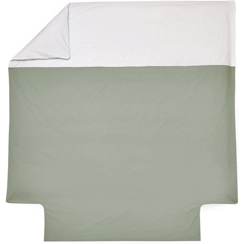 Housse De Couette percale Bicolore DUO sauge - Blanc des Vosges - Modalova