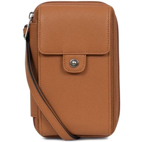 Pochette téléphone avec portefeuille Stop RFID Cuir AVA Caramel en toile Maya - Hexagona - Modalova