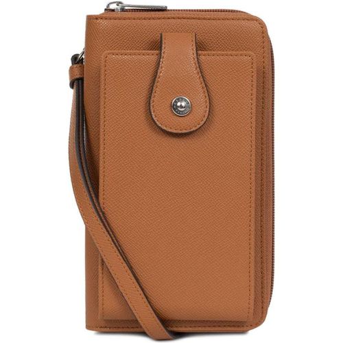 Pochette téléphone avec portefeuille Stop RFID Cuir AVA Caramel en toile Trix - Hexagona - Modalova