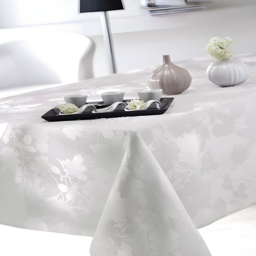 Nappe rectangulaire en tissu damassé FLORE Blanche - Calitex - Modalova