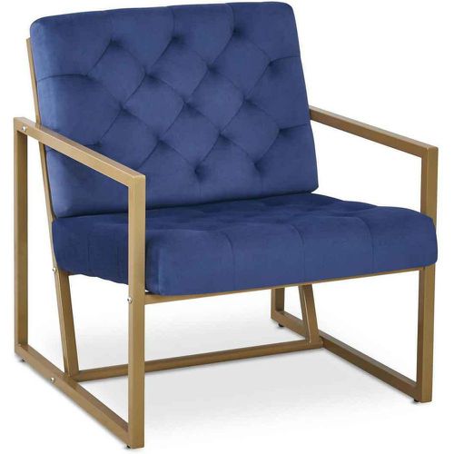 Fauteuil WACO Velours Bleu Pieds Or - 3S. x Home - Modalova