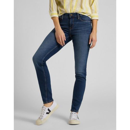 Jean SCARLETT - Denim Foncé Délavé en coton - Lee - Modalova