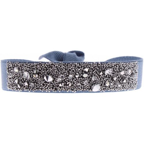 Bracelet A36478 - Bracelet Tissu Bleu Cristaux Swarovski - Les Interchangeables - Modalova