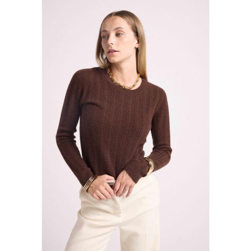 Pull col rond torsades MILENA en cachemire - Maison Héritage - Modalova