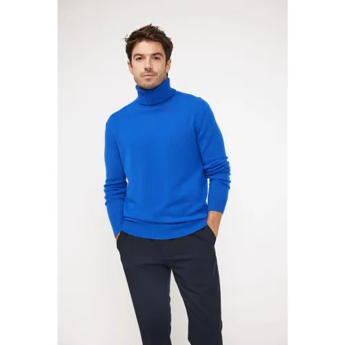 Pull col roule ZACHARY en cachemire bleu flashy - Maison Héritage - Modalova