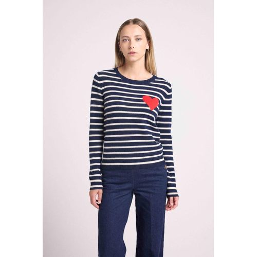 Pull mariniere col rond love heritage ARIANE en cachemire c?ur rouge - Maison Héritage - Modalova