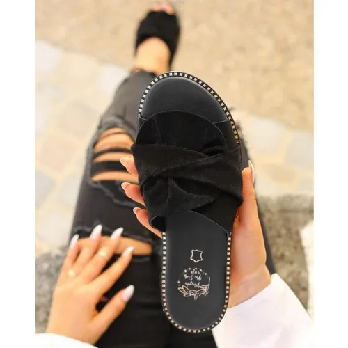 Sandales plates femme cuir noire - Mes jolis nu pieds - Modalova