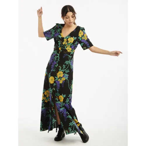 Robe longue imprimé fleuri noir - Naf Naf - Modalova