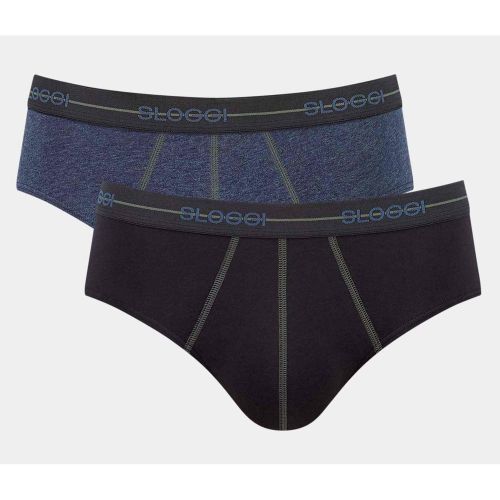Lot de 2 Slips Homme noir et bleu - Sloggi Men - Modalova
