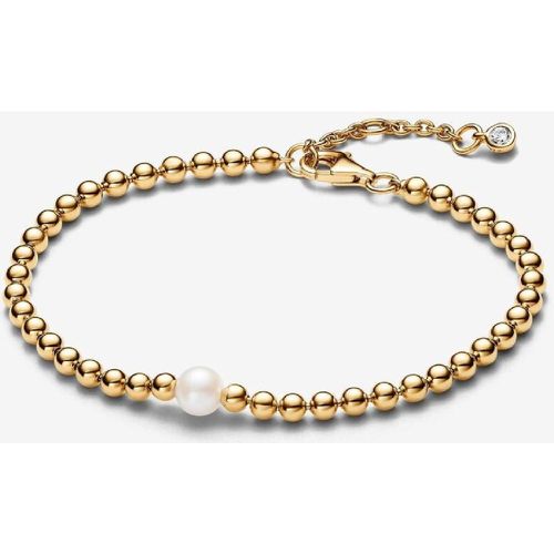 Bracelet perlé doré à l'or fin avec perle et zircone Timeless - Pandora - Modalova