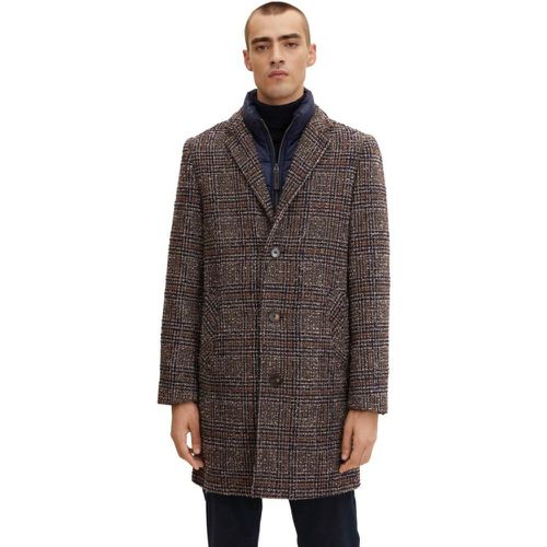 Manteau laine à carreaux - Marron - Tom Tailor - Modalova