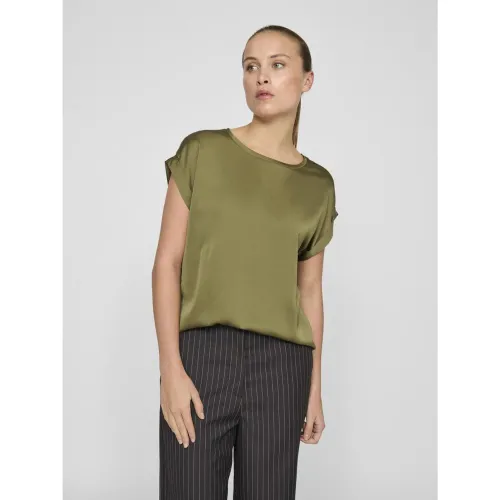 Blouse manches courtes en satin Ellette Beth - Vila - Modalova