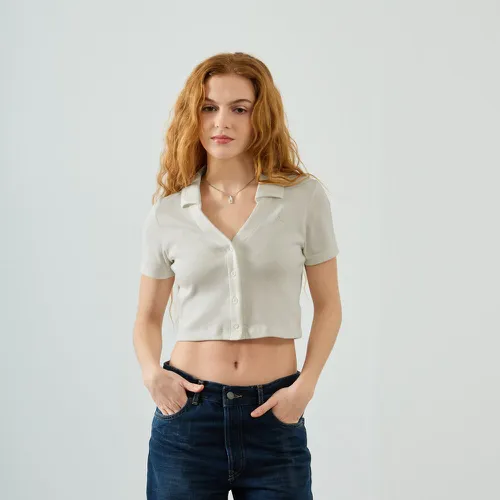 Shirt Crop V Neck Beige - Jordan - Modalova