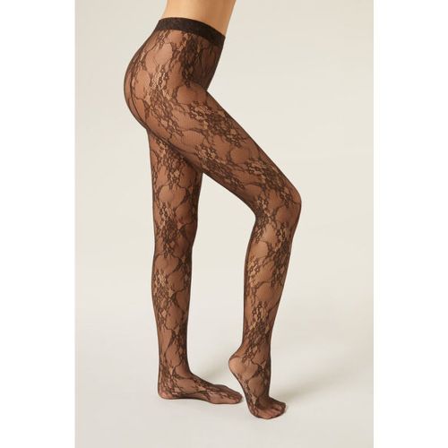 Collant en Dentelle à Fleurs Taille L - Calzedonia - Modalova