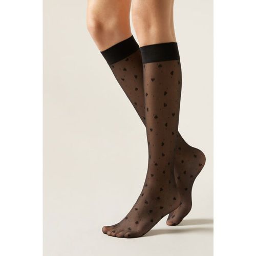 Chaussettes hautes à motifs cœurs et pois Taille TAILLE UNIQUE - Calzedonia - Modalova