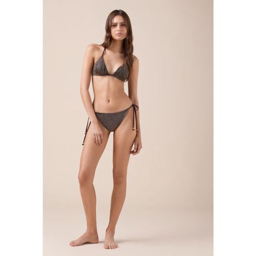 Bas de maillot à lanières Brown Glitter Taille L - Calzedonia - Modalova