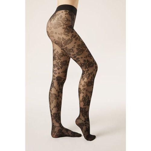 Collant voile à fleurs Taille XS/S - Calzedonia - Modalova