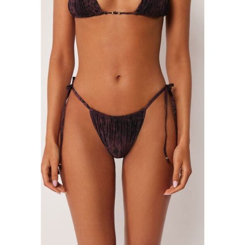 Bas de maillot brésilien à lanières Dark Animalier Taille L - Calzedonia - Modalova