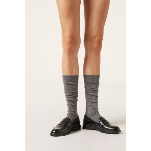 Chaussettes hautes en coton côtelé Taille TAILLE UNIQUE - Calzedonia - Modalova