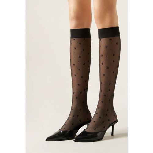 Chaussettes hautes à motifs cœurs et pois Taille TAILLE UNIQUE - Calzedonia - Modalova
