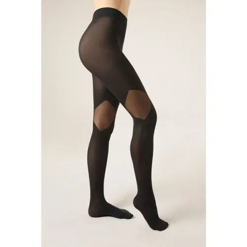 Collant opaque avec empiècements voile Taille XS/S - Calzedonia - Modalova