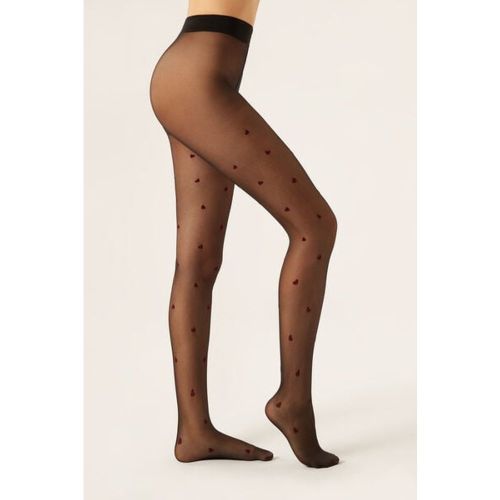 Collant Voile Cœurs Floqués Allover Taille XS/S - Calzedonia - Modalova