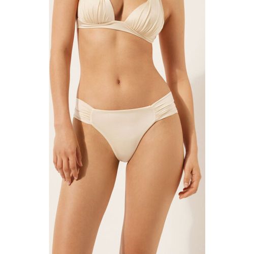 Bas de maillot brésilien avec drapé Shiny Satin Taille L - Calzedonia - Modalova