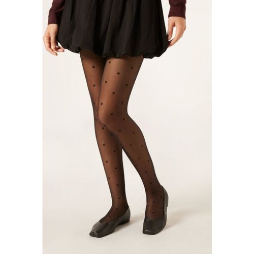 Collant Transparent 30 Deniers à motifs Petits Coeurs Taille XS/S - Calzedonia - Modalova
