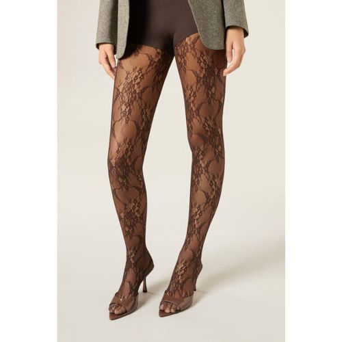Collant en Dentelle à Fleurs Taille L - Calzedonia - Modalova