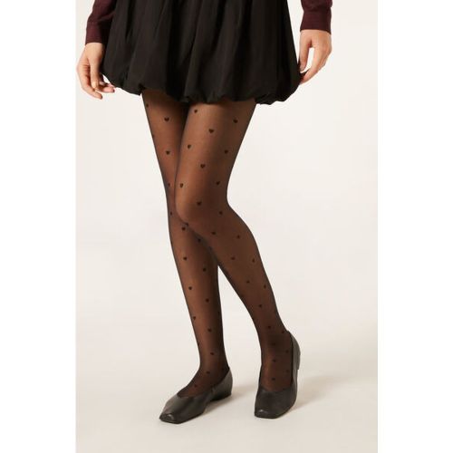 Collant Transparent 30 Deniers à motifs Petits Coeurs Taille XS/S - Calzedonia - Modalova