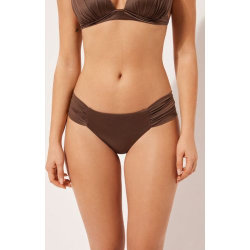 Bas de maillot brésilien avec drapé Shiny Satin Taille S - Calzedonia - Modalova