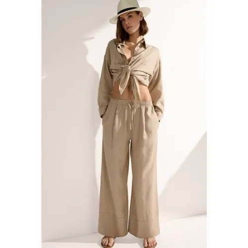 Pantalon Palazzo en Lin et Viscose Taille L - Calzedonia - Modalova