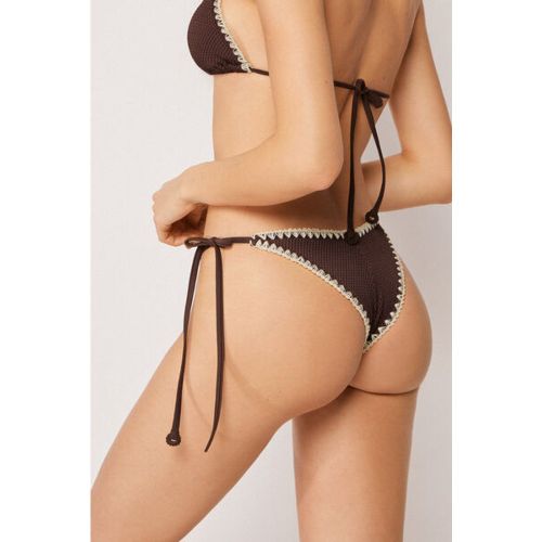 Bas de maillot brésilien à lanières Bicolor Embroidery Taille L - Calzedonia - Modalova
