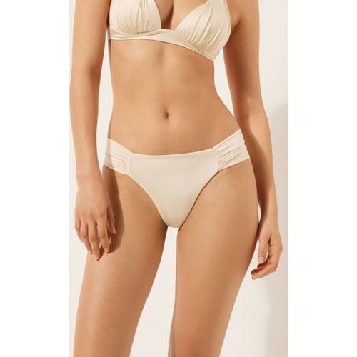 Bas de maillot brésilien avec drapé Shiny Satin Taille L - Calzedonia - Modalova