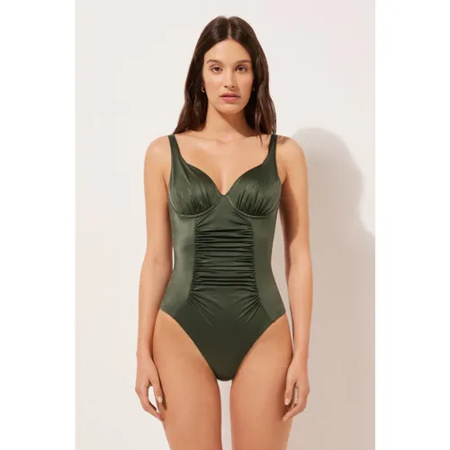 Maillot une pièce gainant Shiny Satin Taille L - Calzedonia - Modalova